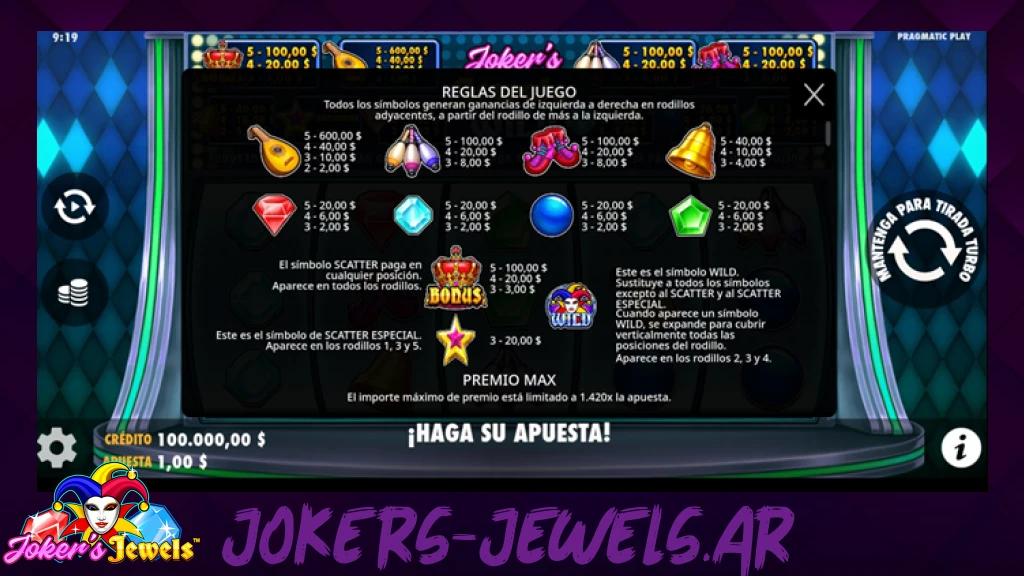 Joker Jewels Símbolos