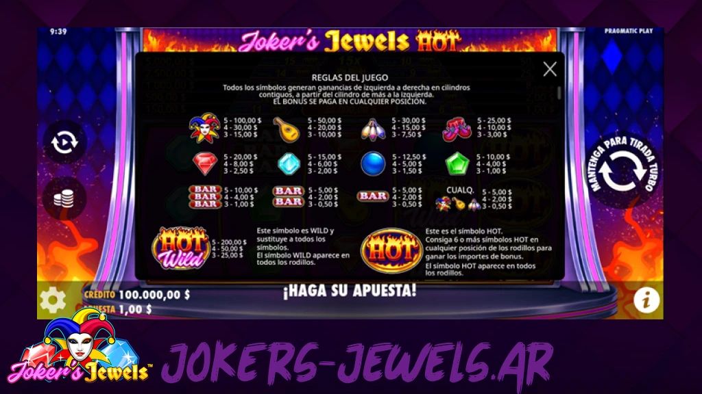 Jokers Jewels Hot Características